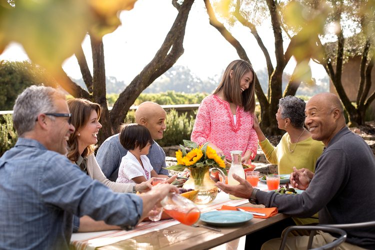 family sitting at table