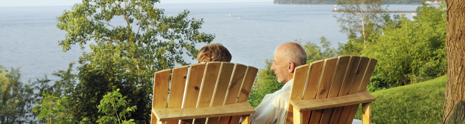 Senior couple looking at lake