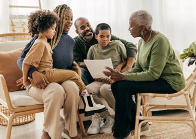 Family discussing finances