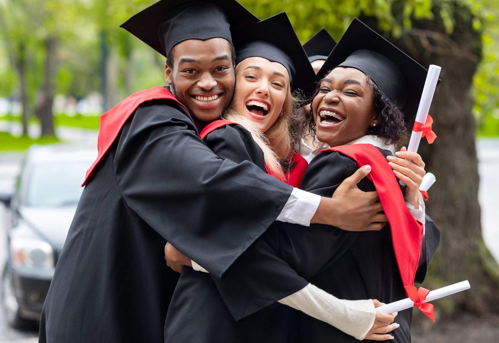 Graduating Students Embracing