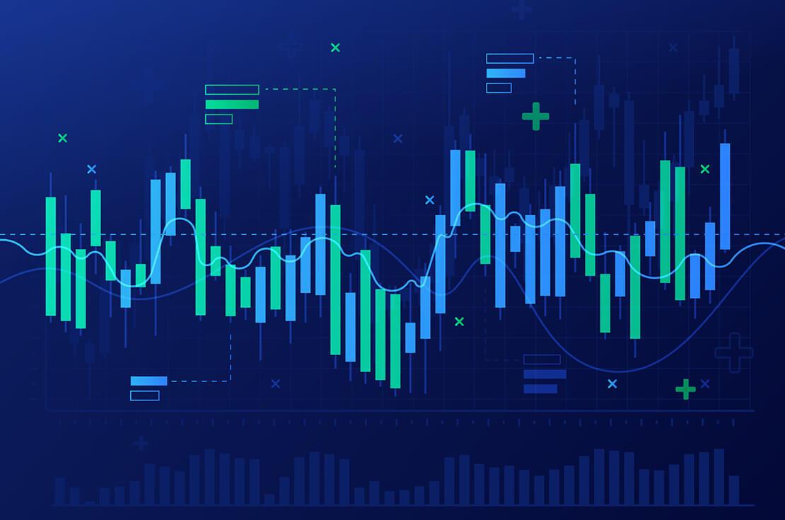 Stock market candlestick financial growth chart